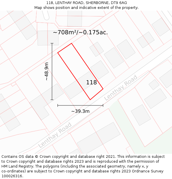 118, LENTHAY ROAD, SHERBORNE, DT9 6AG: Plot and title map