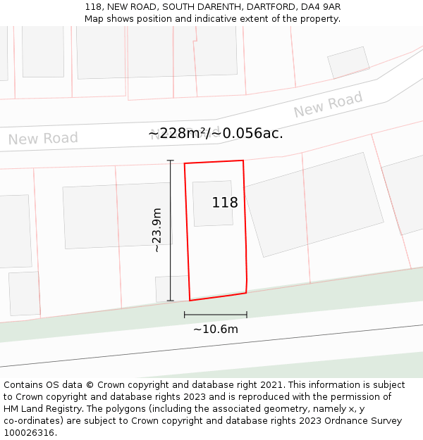 118, NEW ROAD, SOUTH DARENTH, DARTFORD, DA4 9AR: Plot and title map