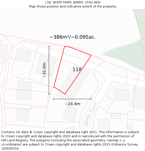 118, WHITE FARM, BARRY, CF62 9EW: Plot and title map