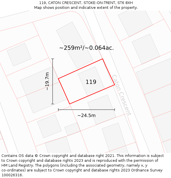 119, CATON CRESCENT, STOKE-ON-TRENT, ST6 8XH: Plot and title map