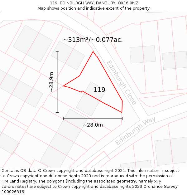 119, EDINBURGH WAY, BANBURY, OX16 0NZ: Plot and title map