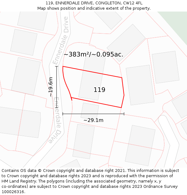 119, ENNERDALE DRIVE, CONGLETON, CW12 4FL: Plot and title map