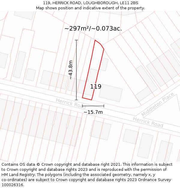 119, HERRICK ROAD, LOUGHBOROUGH, LE11 2BS: Plot and title map