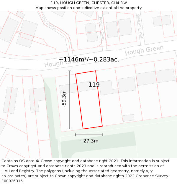 119, HOUGH GREEN, CHESTER, CH4 8JW: Plot and title map