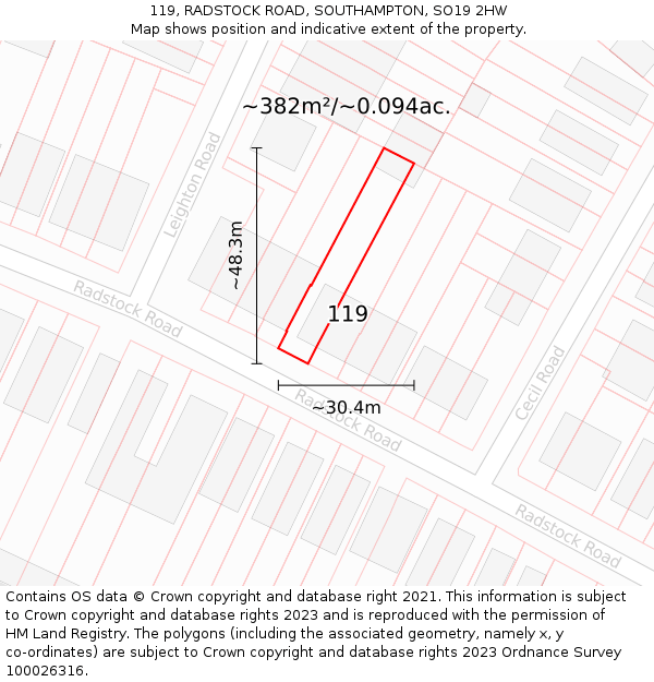 119, RADSTOCK ROAD, SOUTHAMPTON, SO19 2HW: Plot and title map