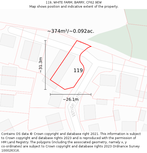 119, WHITE FARM, BARRY, CF62 9EW: Plot and title map