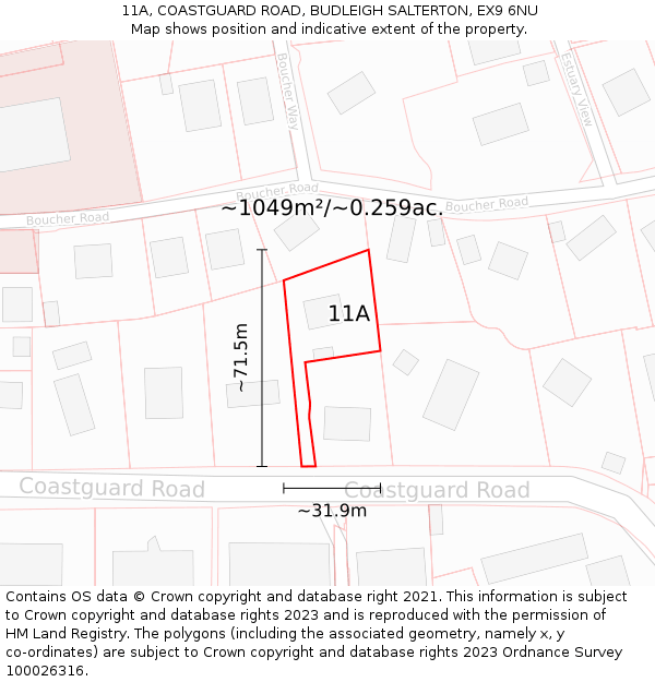 11A, COASTGUARD ROAD, BUDLEIGH SALTERTON, EX9 6NU: Plot and title map