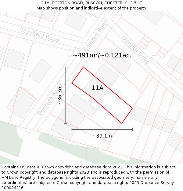 11A, EGERTON ROAD, BLACON, CHESTER, CH1 5HB: Plot and title map