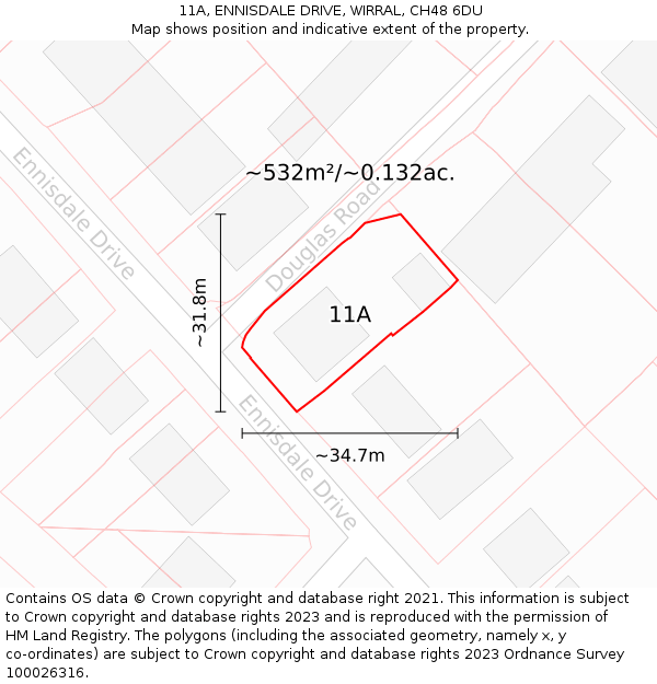 11A, ENNISDALE DRIVE, WIRRAL, CH48 6DU: Plot and title map