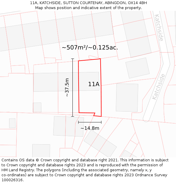 11A, KATCHSIDE, SUTTON COURTENAY, ABINGDON, OX14 4BH: Plot and title map