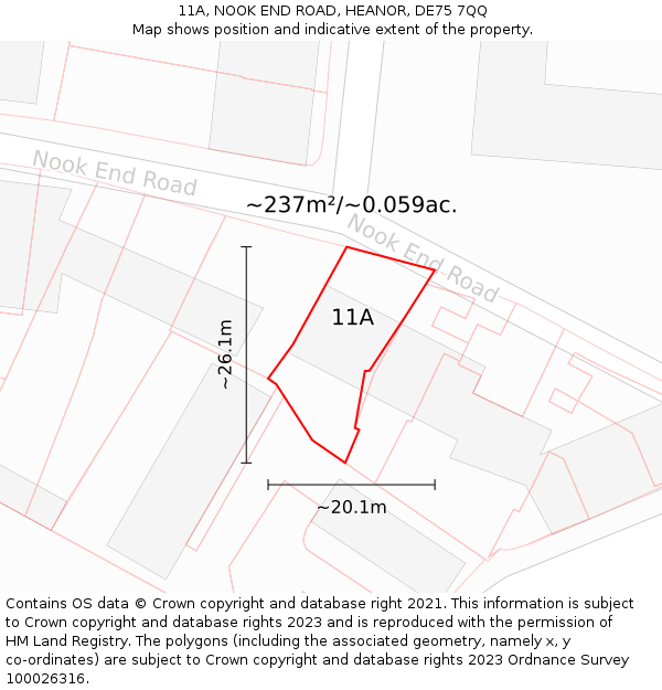 11A, NOOK END ROAD, HEANOR, DE75 7QQ: Plot and title map