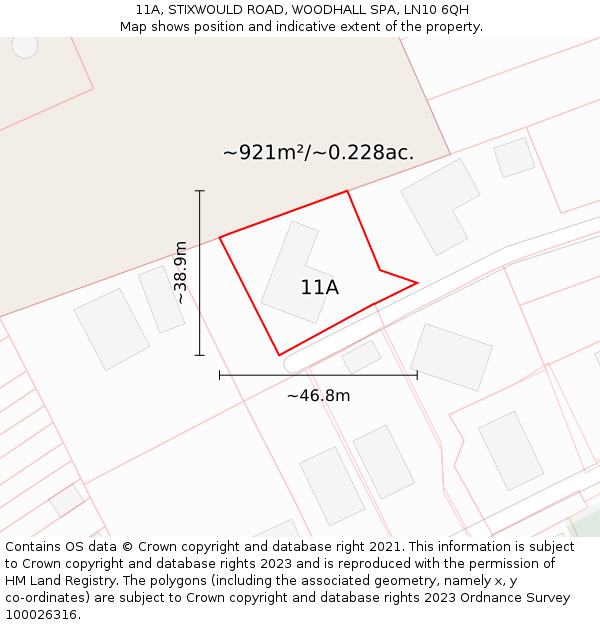 11A, STIXWOULD ROAD, WOODHALL SPA, LN10 6QH: Plot and title map