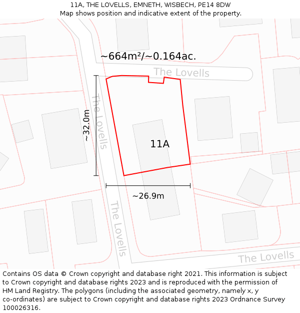 11A, THE LOVELLS, EMNETH, WISBECH, PE14 8DW: Plot and title map