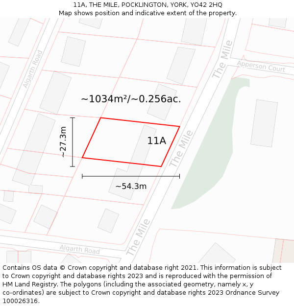 11A, THE MILE, POCKLINGTON, YORK, YO42 2HQ: Plot and title map