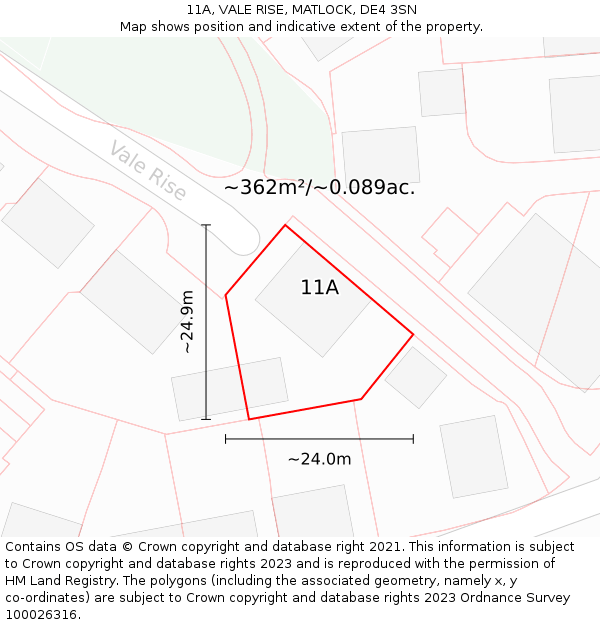 11A, VALE RISE, MATLOCK, DE4 3SN: Plot and title map