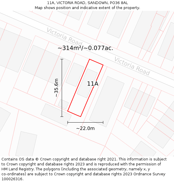 11A, VICTORIA ROAD, SANDOWN, PO36 8AL: Plot and title map