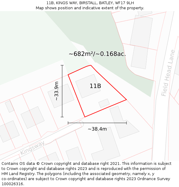 11B, KINGS WAY, BIRSTALL, BATLEY, WF17 9LH: Plot and title map