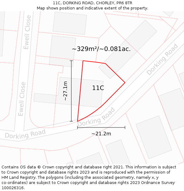 11C, DORKING ROAD, CHORLEY, PR6 8TR: Plot and title map