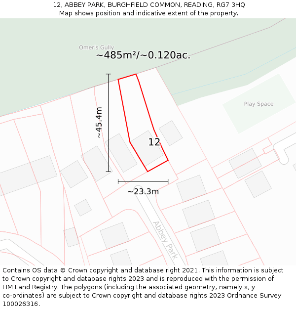 12, ABBEY PARK, BURGHFIELD COMMON, READING, RG7 3HQ: Plot and title map