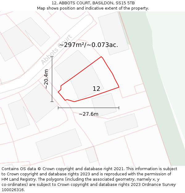 12, ABBOTS COURT, BASILDON, SS15 5TB: Plot and title map