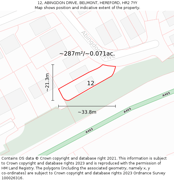 12, ABINGDON DRIVE, BELMONT, HEREFORD, HR2 7YY: Plot and title map
