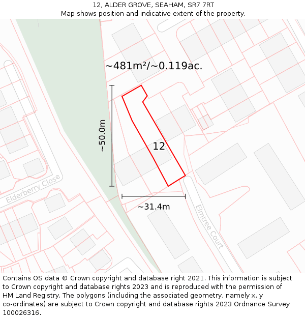 12, ALDER GROVE, SEAHAM, SR7 7RT: Plot and title map