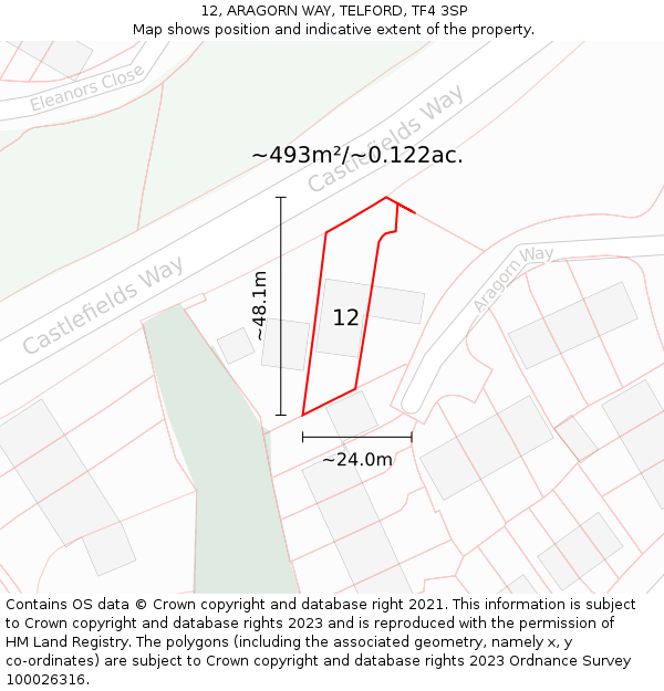 12, ARAGORN WAY, TELFORD, TF4 3SP: Plot and title map