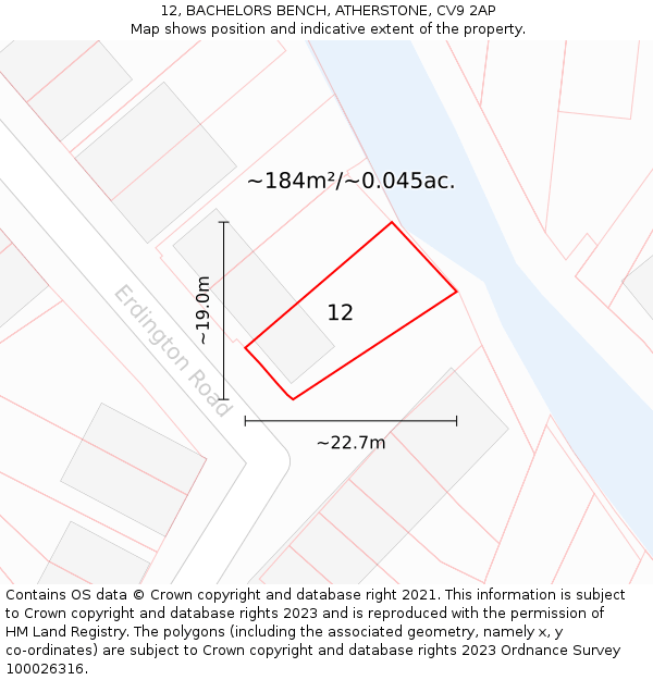 12, BACHELORS BENCH, ATHERSTONE, CV9 2AP: Plot and title map