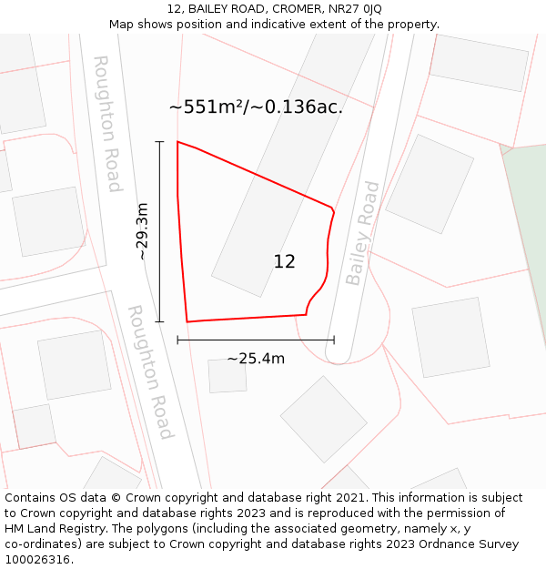 12, BAILEY ROAD, CROMER, NR27 0JQ: Plot and title map