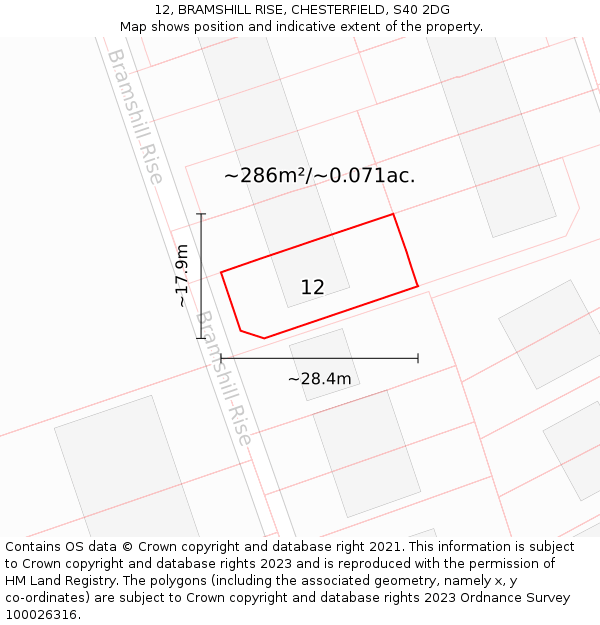 12, BRAMSHILL RISE, CHESTERFIELD, S40 2DG: Plot and title map