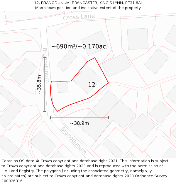 12, BRANODUNUM, BRANCASTER, KING'S LYNN, PE31 8AL: Plot and title map