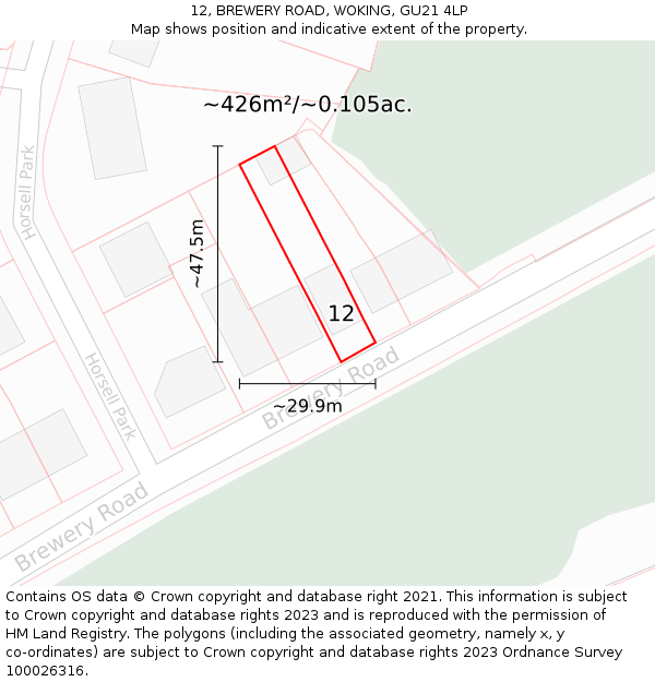 12, BREWERY ROAD, WOKING, GU21 4LP: Plot and title map