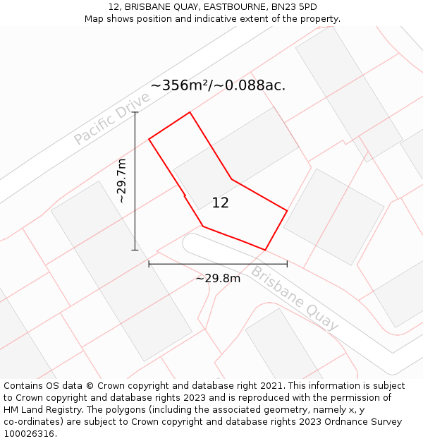 12, BRISBANE QUAY, EASTBOURNE, BN23 5PD: Plot and title map
