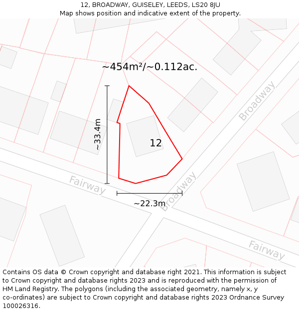 12, BROADWAY, GUISELEY, LEEDS, LS20 8JU: Plot and title map