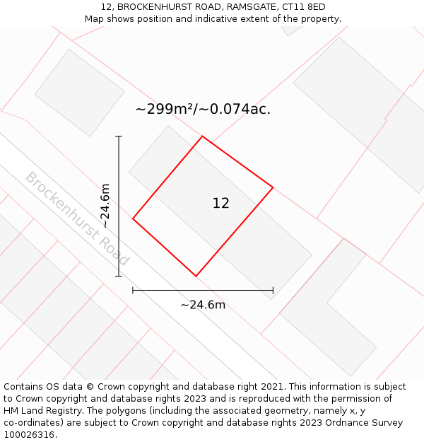 12, BROCKENHURST ROAD, RAMSGATE, CT11 8ED: Plot and title map