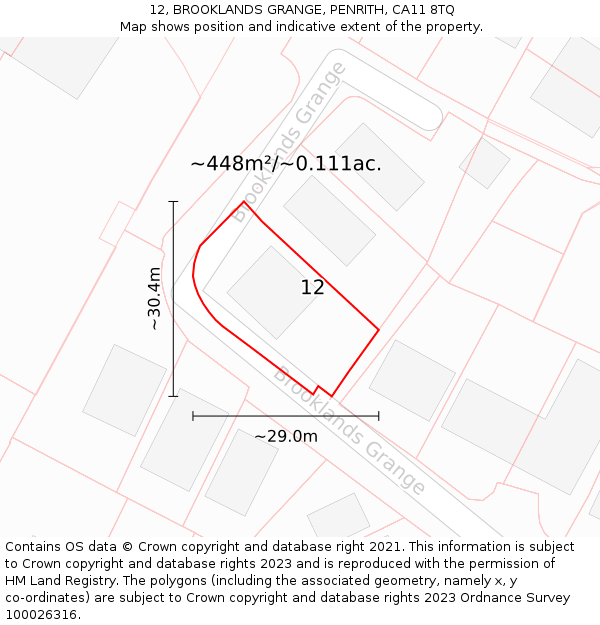 12, BROOKLANDS GRANGE, PENRITH, CA11 8TQ: Plot and title map