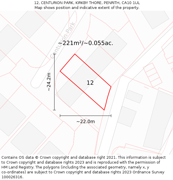 12, CENTURION PARK, KIRKBY THORE, PENRITH, CA10 1UL: Plot and title map