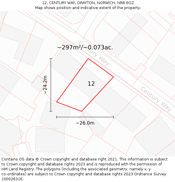 12, CENTURY WAY, DRAYTON, NORWICH, NR8 6GZ: Plot and title map