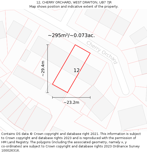 12, CHERRY ORCHARD, WEST DRAYTON, UB7 7JR: Plot and title map