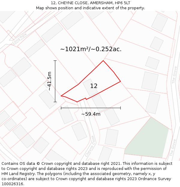 12, CHEYNE CLOSE, AMERSHAM, HP6 5LT: Plot and title map