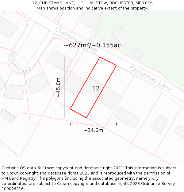 12, CHRISTMAS LANE, HIGH HALSTOW, ROCHESTER, ME3 8SN: Plot and title map