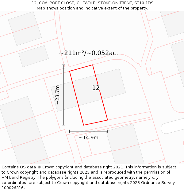 12, COALPORT CLOSE, CHEADLE, STOKE-ON-TRENT, ST10 1DS: Plot and title map