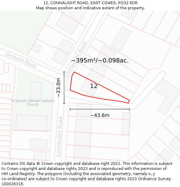 12, CONNAUGHT ROAD, EAST COWES, PO32 6DR: Plot and title map