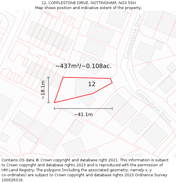 12, COPPLESTONE DRIVE, NOTTINGHAM, NG3 5SH: Plot and title map