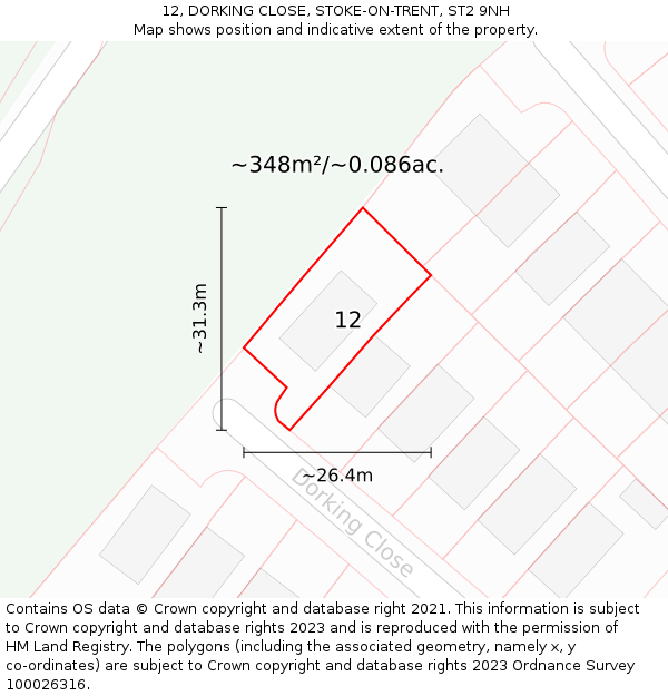 12, DORKING CLOSE, STOKE-ON-TRENT, ST2 9NH: Plot and title map