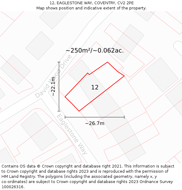 12, EAGLESTONE WAY, COVENTRY, CV2 2PE: Plot and title map