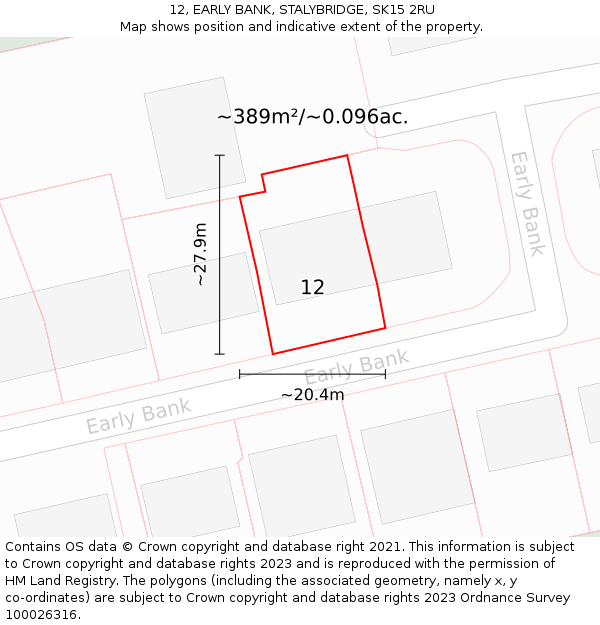 12, EARLY BANK, STALYBRIDGE, SK15 2RU: Plot and title map