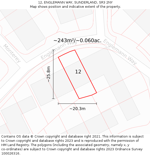 12, ENGLEMANN WAY, SUNDERLAND, SR3 2NY: Plot and title map