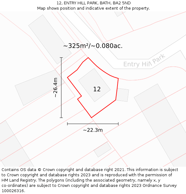 12, ENTRY HILL PARK, BATH, BA2 5ND: Plot and title map