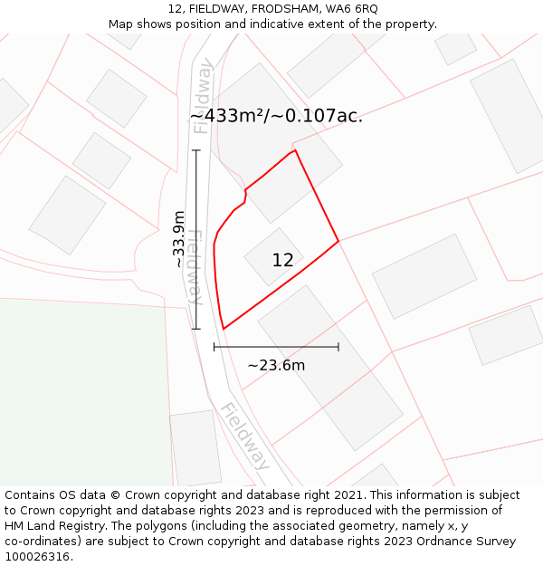 12, FIELDWAY, FRODSHAM, WA6 6RQ: Plot and title map